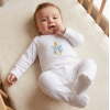 KW108: Baby DTF Printed All In one Sleepsuit- Blue Bunny Rabbit (3-12 months)
